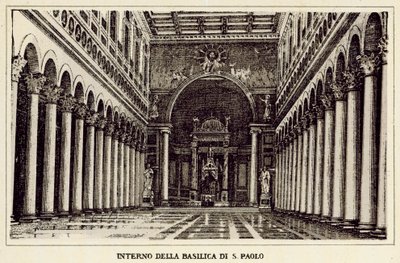 Roma: Interior da Basílica de São Paulo (Litho) de Italian School