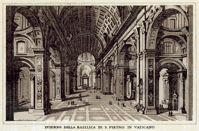 Roma: Interior da Basílica de São Pedro no Vaticano (Litho) de Italian School