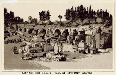 Roma: Palácio dos Césares, Casa de Septimius Severus (litho) de Italian School