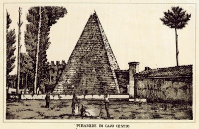 Roma: Cajo Cestio Pyramid (litho) de Italian School