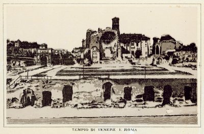 Roma: Templo de Vênus e Roma (litho) de Italian School