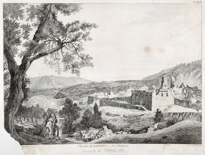 Ruínas de Soriano Calabro e o Templo, Calábria, 1783 de Italian School