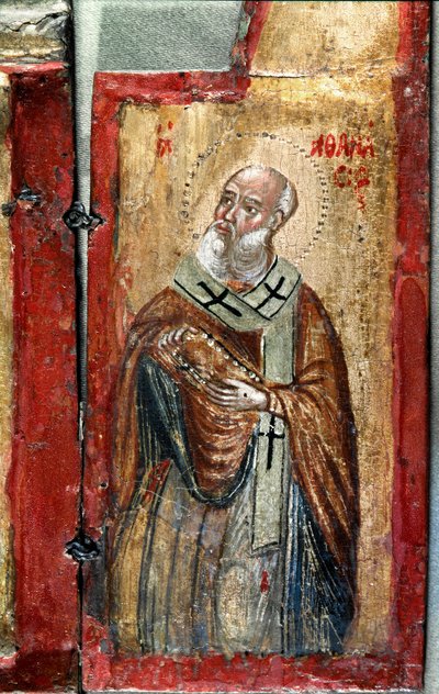 Saint Anasthasis Detail. Tríptico de um artista grego. Pintura em madeira. Veneza do século XVI, Museo Correr. de Italian School