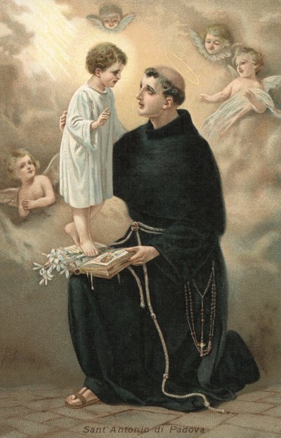 Santo António de Pádua (litografia a cores) de Italian School
