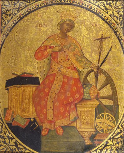 Santa Catarina de Alexandria (tempera e folha de ouro no painel) de Italian School