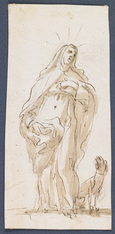 Santa Margarida de Cortona, final do século XVII (caneta e tinta marrom e lavagem sobre giz preto) de Italian School