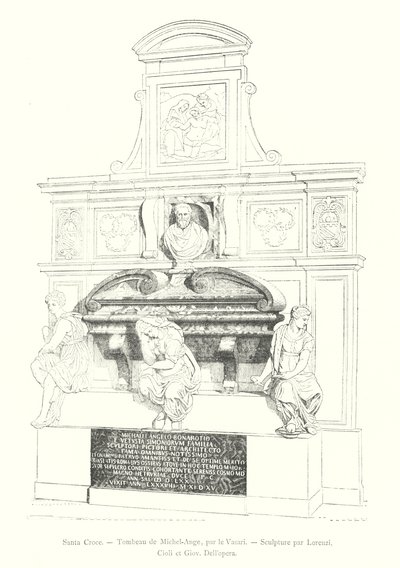 Santa Croce, Túmulo de Miguel Ângelo, de Vasari, Escultura de Lorenzi, Cioli e Giov Dell
