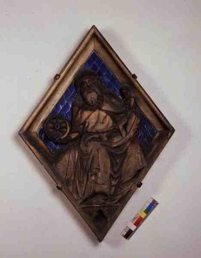 Saturno, azulejo em relevo do Campanile (cerâmica e mármore) de Italian School