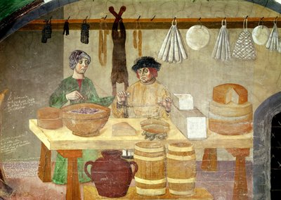 Vendedores de salsichas e queijos (fresco) de Italian School