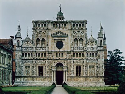Fachada de tela do mosteiro cartuxo, iniciada em 1473 de Italian School