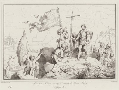 Sebastiano Caboto, descobre a ilha de Terra Nuova de Italian School
