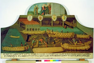 Assine para a família de Marangoni dos shipbuilders, Venetian, 1517 de Italian School