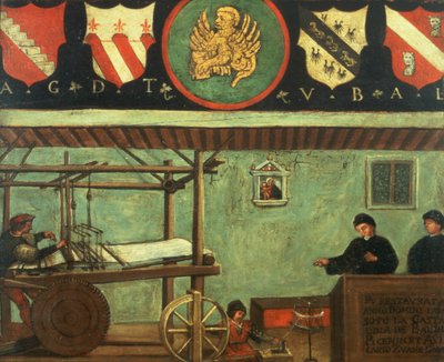 Sinal da Guilda dos Tecelões de Veneza (painel) de Italian School