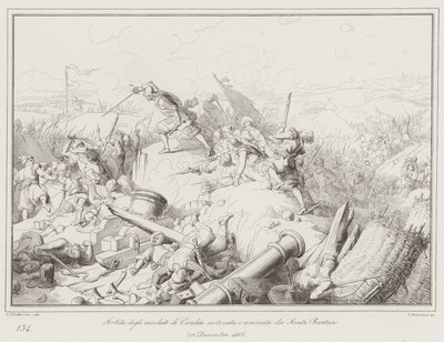 Sortie of the besieged of Candia apoiada e animada por Sante Barbaro de Italian School