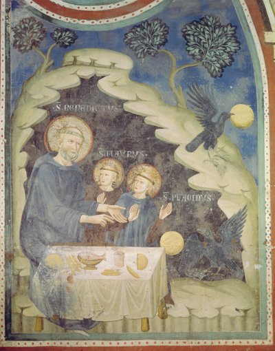 São Bento manda um corvo levar o pão envenenado (fresco) de Italian School
