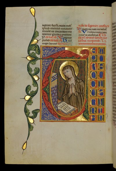 St Scholastica com livro aberto de Italian School