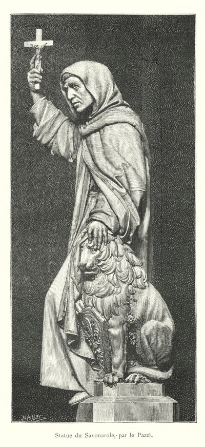 Estátua de Savonarola, de Pazzi (gravura) de Italian School