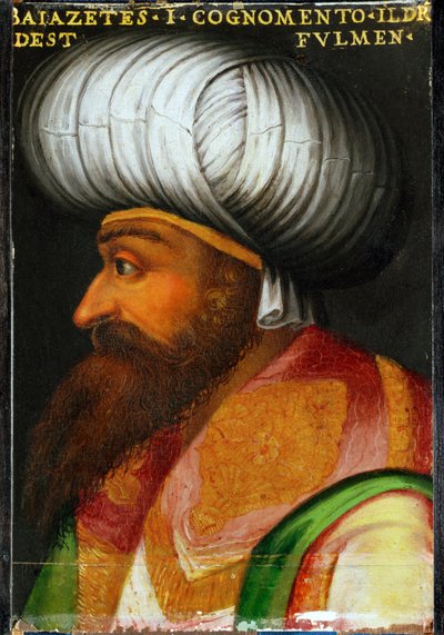 Sultão Bajezid I. Yldirim, reinou em 1389-1402 ... de Italian School