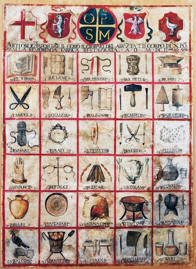 Símbolos de artes e ofícios da cidade de Orvieto de Italian School