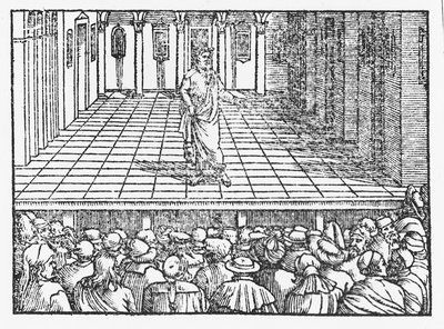Terence stage, c.1563 (xilogravura) de Italian School