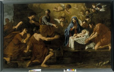 A Adoração dos Pastores. Século 17 (óleo sobre tela) de Italian School