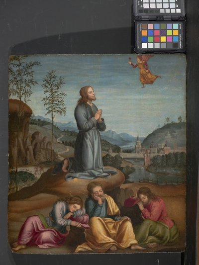 A Agonia no Jardim (óleo sobre madeira) de Italian School