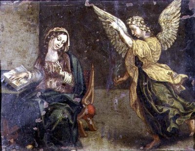A Anunciação (óleo sobre cobre) de Italian School