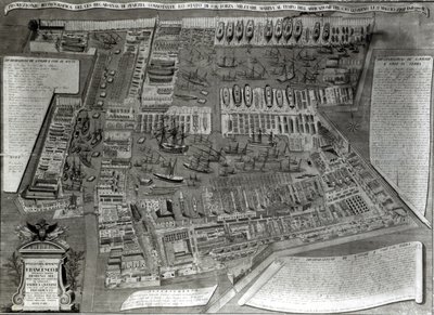 O Arsenal, Veneza (gravura a cores) de Italian School