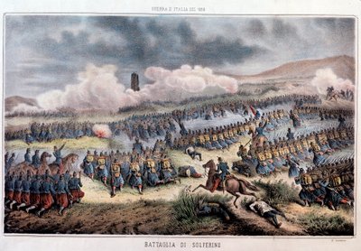 A Batalha de Solferino, 24/06/1859 (Imprimir de Italian School