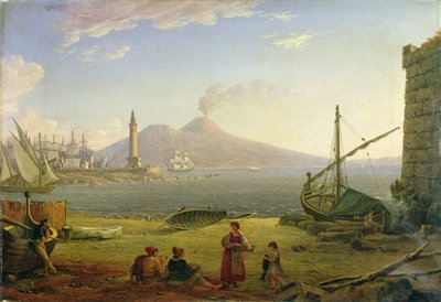 A Baía de Nápoles (óleo sobre tela) de Italian School