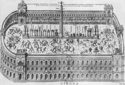 O Circus Maximus em Roma, c.1600 de Italian School