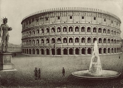 O Coliseu restaurado (litho) de Italian School
