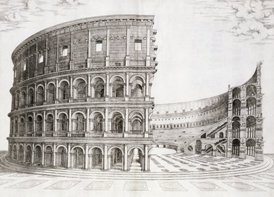 O Coliseu, construído em 80 dC de Italian School