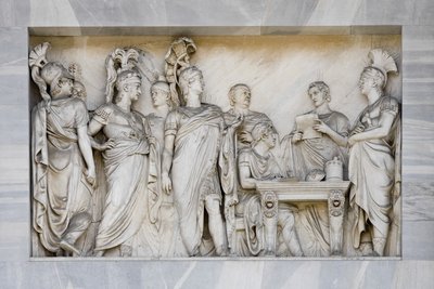 O Congresso de Viena, detalhe do Arco da Paz, Milão, Itália (mármore) de Italian School