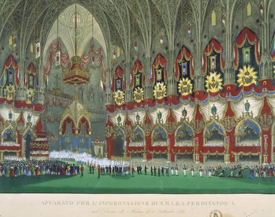 A coroação de Fernando I na Catedral de Milão, 6 de setembro de 1838 de Italian School
