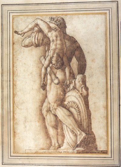 O Imperador Commodus como Gladiador (caneta e tinta com lavagem em papel) de Italian School
