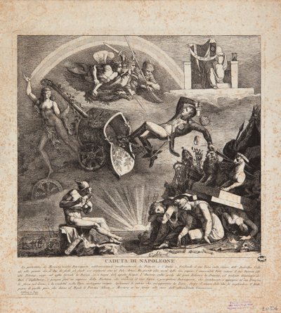 A queda de Napoleão - caricatura da queda da Itália, 1814 de Italian School