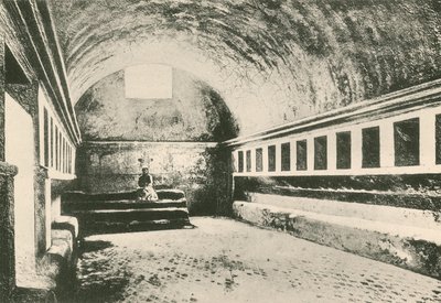 O Frigidarium de Womans nos banhos Stabian, como é (gravure) de Italian School