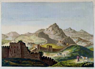 A Grande Muralha da China, de Le Costume Ancien et Moderne, de Jules Ferrario, gravada por Gaetano Zancon (1771-1816) c.1820 de Italian School