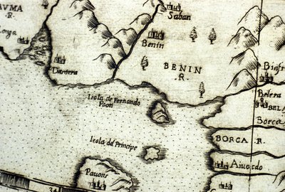 O Golfo de Benin (ex-Dahomey), parte do Golfo da Guiné, com base num mapa de Urbano Monte de Italian School