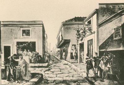 A casa da varanda Pensile como era (gravura) de Italian School