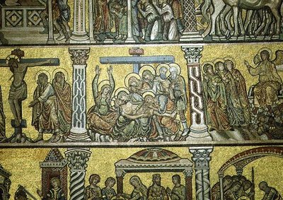 A Lamentação, detalhe, final do século XIII (mosaico) de Italian School