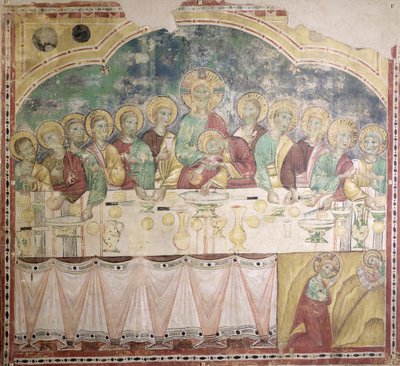 A Última Ceia e a Agonia no Jardim, c.1300 (afresco transferido para a tela) de Italian School