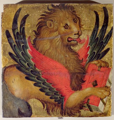 O Leão de St. Mark (óleo sobre painel) de Italian School