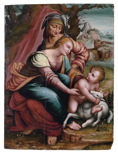 Madonna e criança com Santa Ana, norte da Itália de Italian School