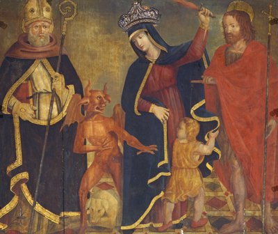 A Virgem de Alívio com os Santos (tempera no painel) de Italian School