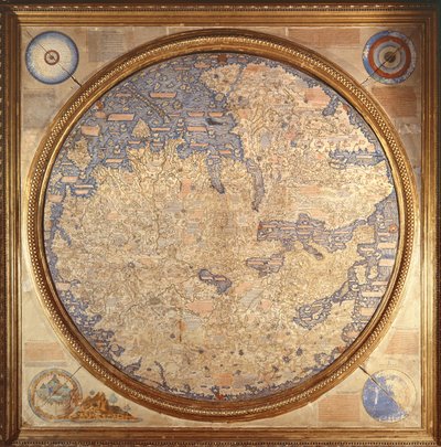 O Mappa Mundi de Fra Mauro, um monge camaldulense do mosteiro de San Michele em Murano de Italian School