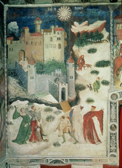 O Mês de Janeiro, c.1400 (fresco) (ver também 498706) de Italian School