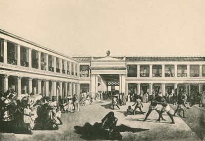 Os banhos de Stabian - o lugar do Wrestling como era (gravure) de Italian School