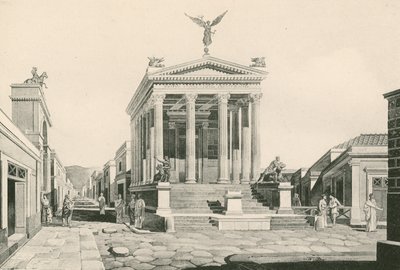 O Templo da Fortuna como era (gravura) de Italian School